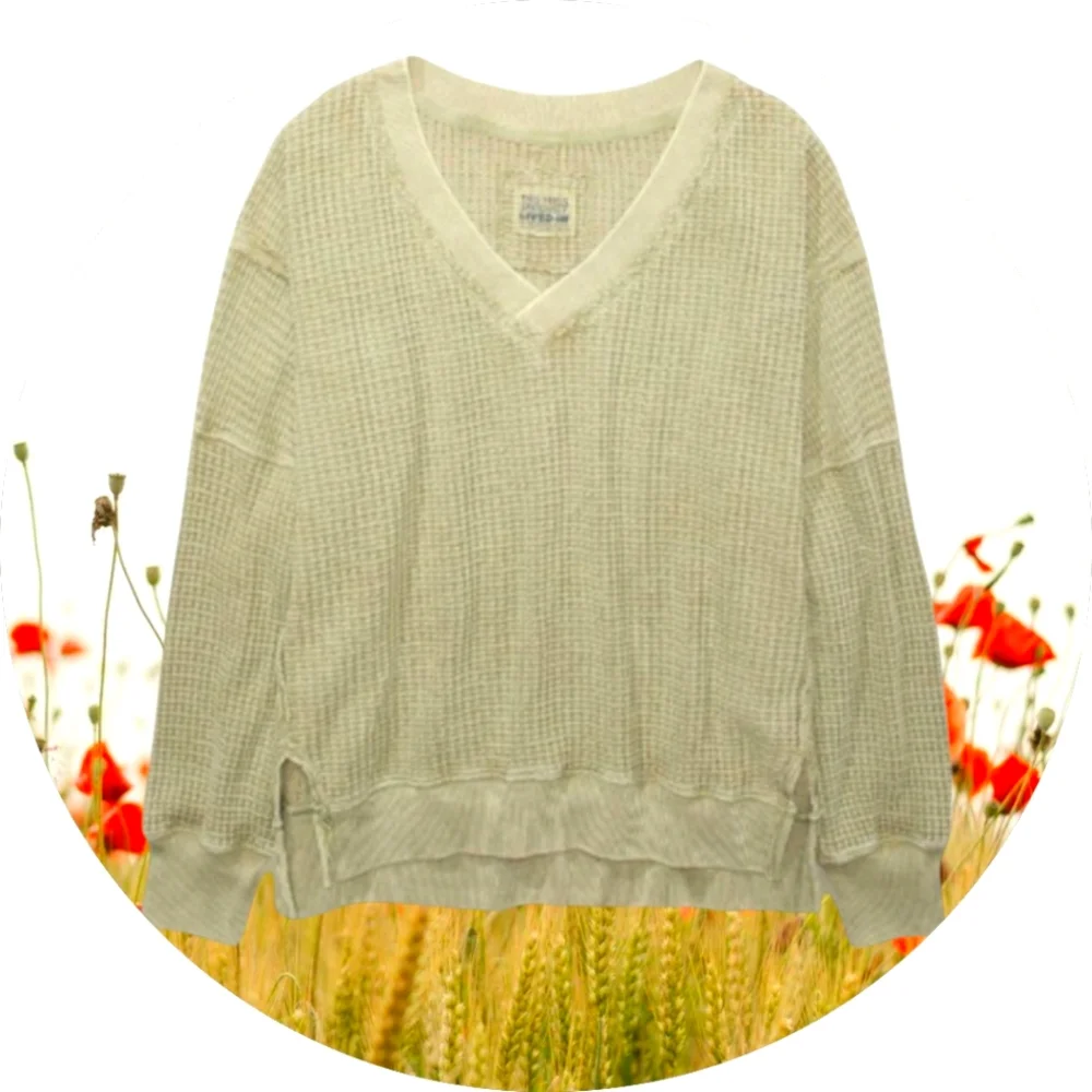 Restocked 🔥 NWT AE Sage Green Big Hug Reverse Waffle Sweatshirt Sz Large - Picture 5 of 5